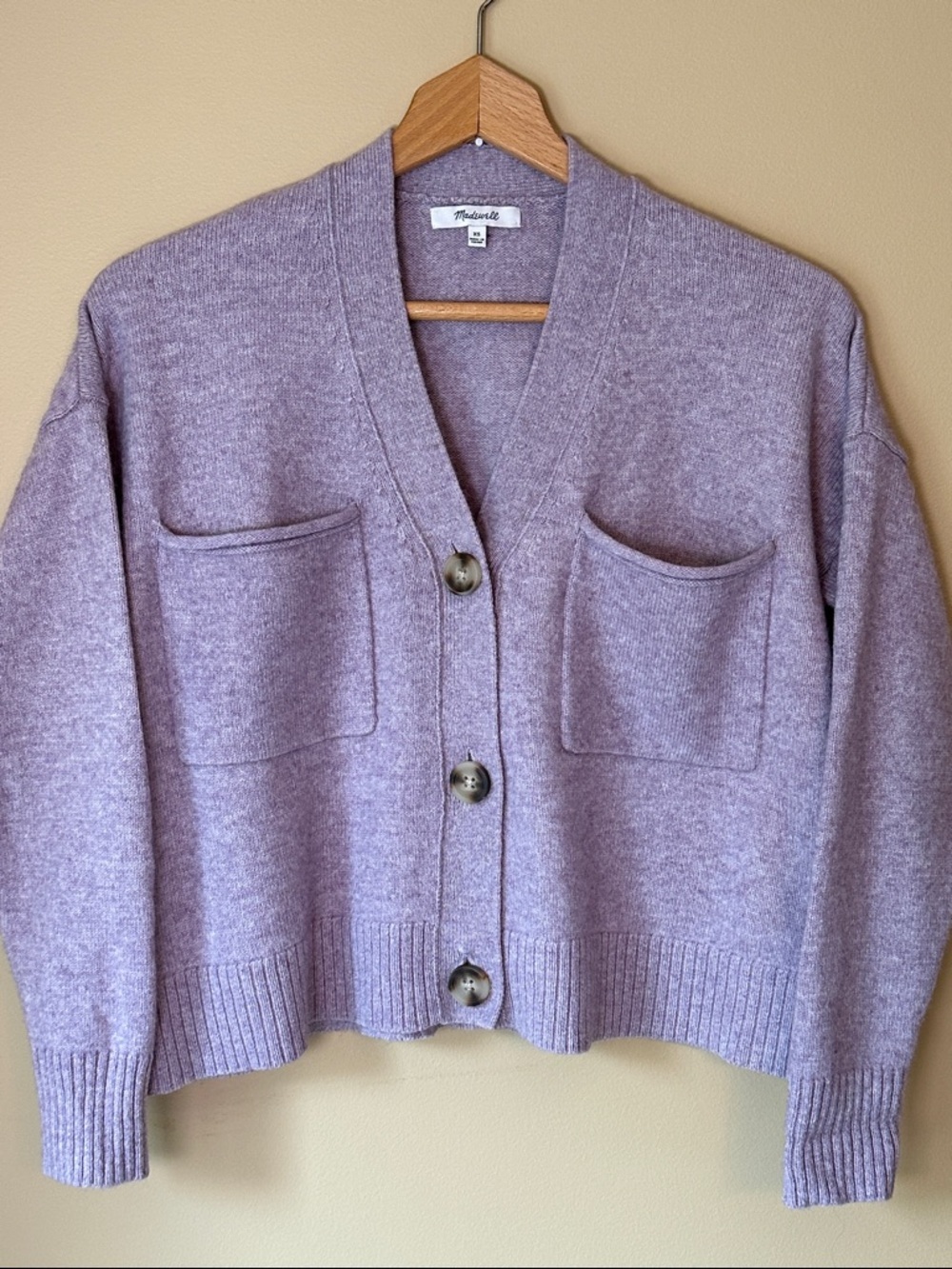 Madewell Lilac V-Neck Button Cardigan